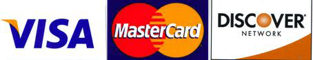 Credit Cards Accepted: Visa, Mastercard, and Discover